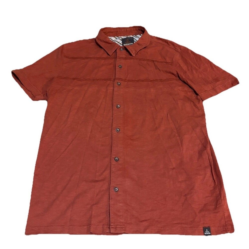 Prana Keylyn Organic Cotton Outdoor Button Shirt Sleeve Shirt Mens Medium Orange